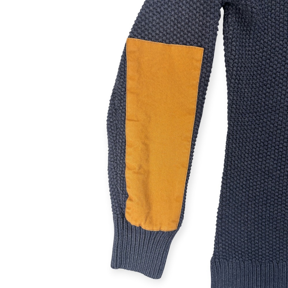 Carhartt Womens L 12 14 Navy Knit Pullover Sweater Elbow Patch Workwear Rugged - Picture 7 of 13